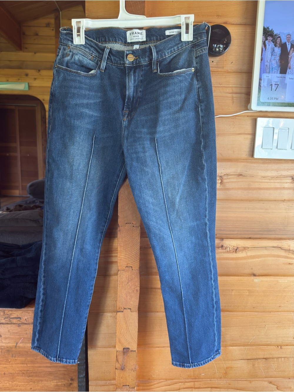 Frame Denim Straight-Leg Jeans in Dark Blue Wash